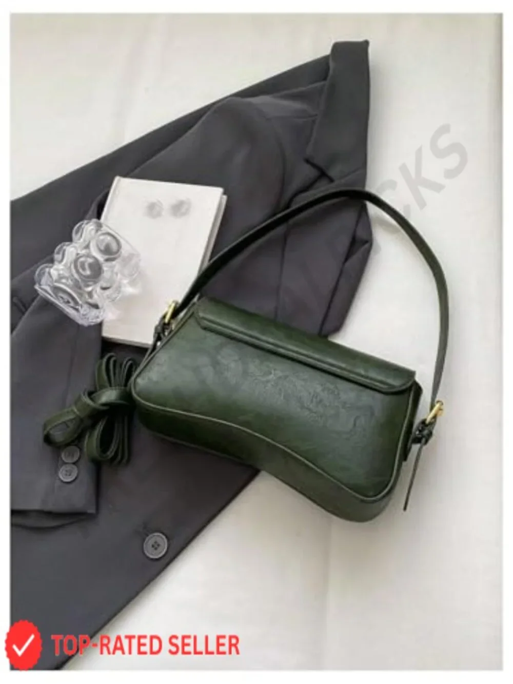 Faux Leather Hobo Shoulder Bag - Trendy Crossbody Purse with Top Handle &